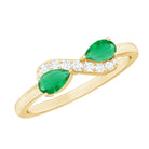 Natural Pear Emerald and Diamond Infinity Promise Ring AAA - Rosec Jewels