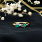 Natural Pear Emerald and Diamond Infinity Promise Ring AAA - Rosec Jewels