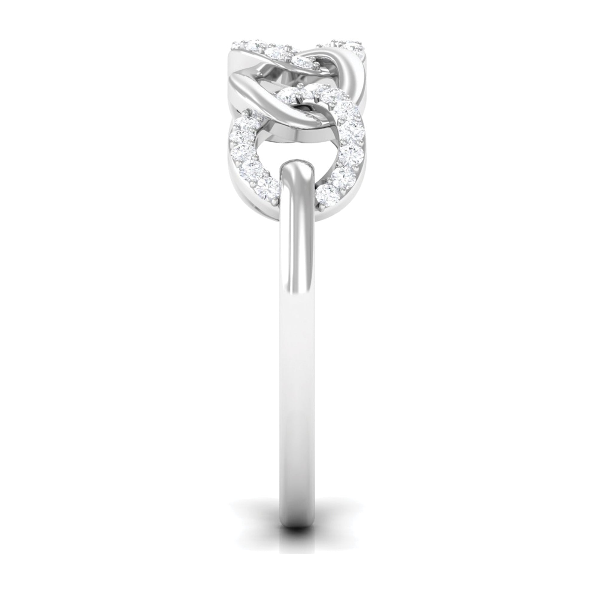 Contemporary Diamond Interlock Ring with Certificate Natural - ( HI-SI ) - Rosec Jewels