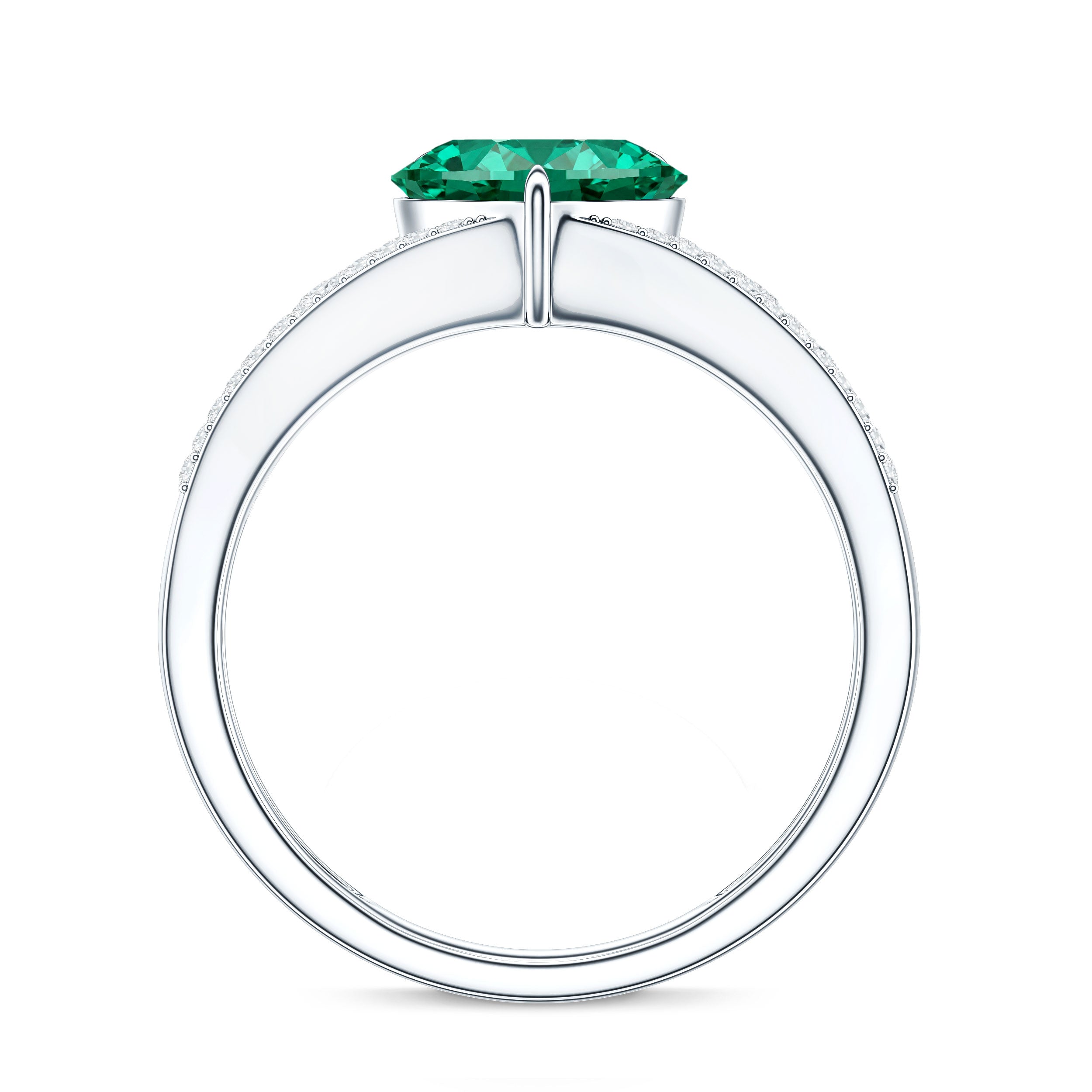 Designer 8 mm Lab Grown Emerald Heart Engagement Ring With Diamonds AAAA - Rosec Jewels