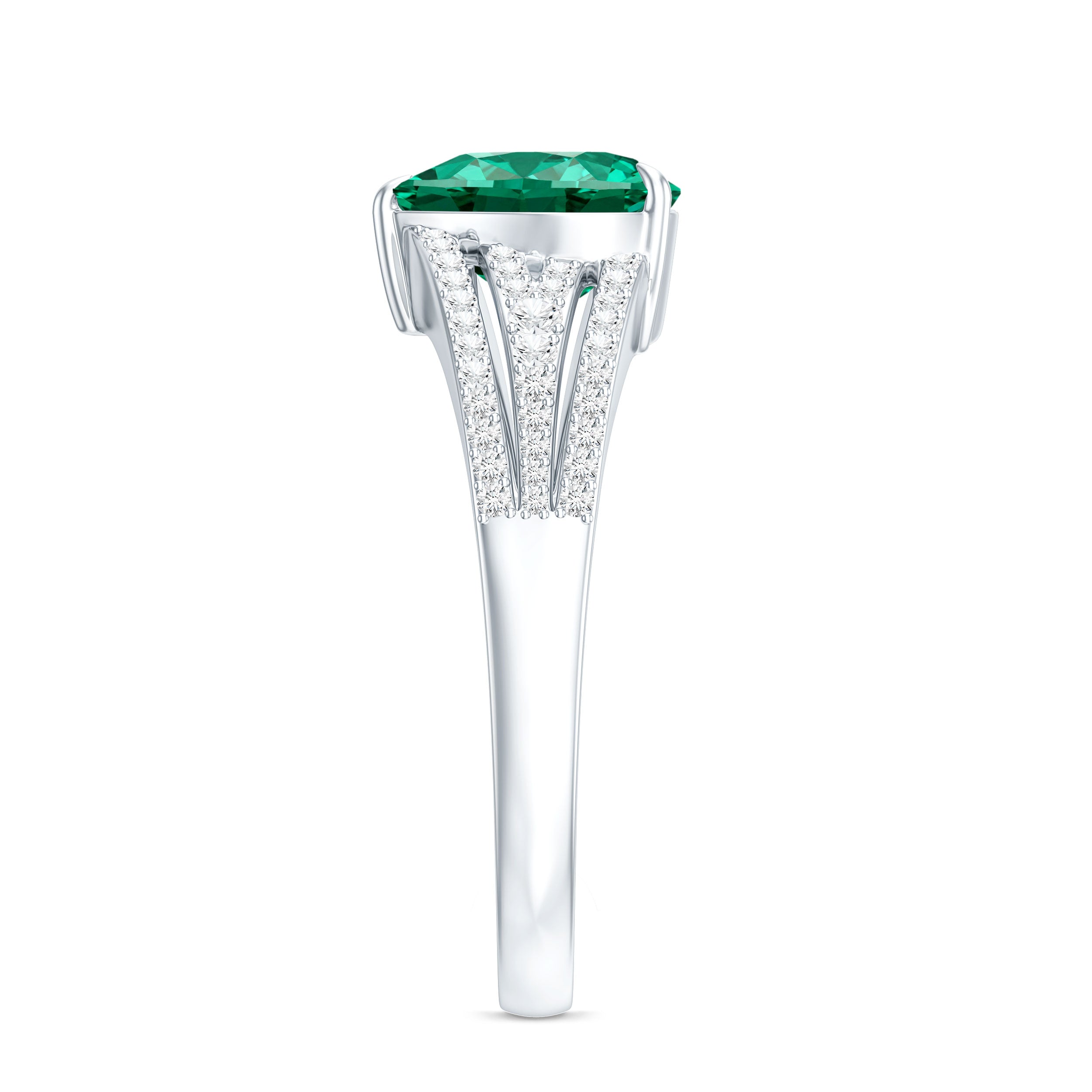 Designer 8 mm Lab Grown Emerald Heart Engagement Ring With Diamonds AAAA - Rosec Jewels