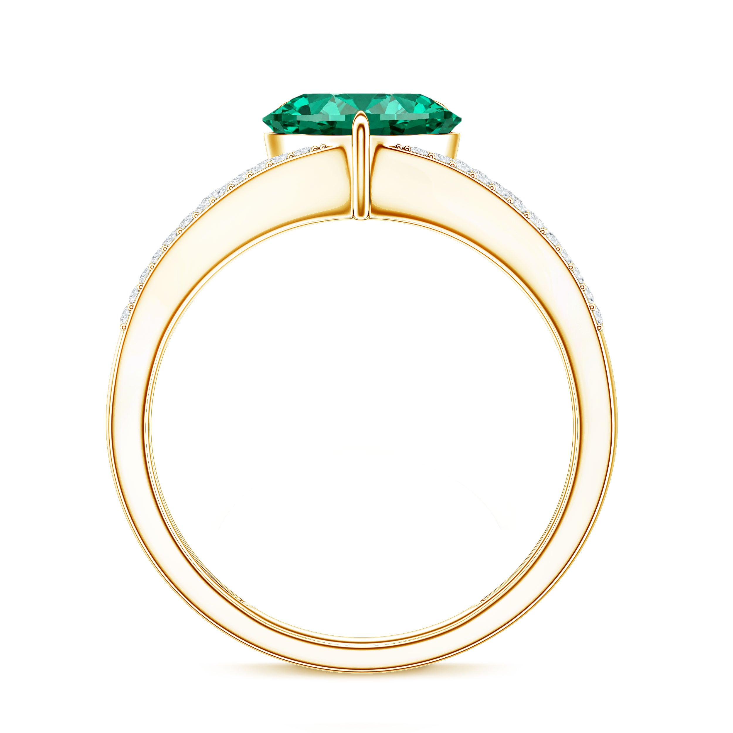 Designer 8 mm Lab Grown Emerald Heart Engagement Ring With Diamonds AAAA - Rosec Jewels