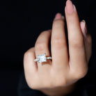 Certified Princess Cut Moissanite Engagement Ring with Side Stones D-VS1 - Rosec Jewels