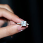 Certified Princess Cut Moissanite Engagement Ring with Side Stones D-VS1 - Rosec Jewels