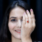3.3 Carat Pear Shaped Lab Grown Orange Sapphire Wedding Ring Set with Diamond AAAA - Rosec Jewels