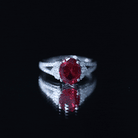 Certified 4 Carat Lab Grown Ruby Oval Engagement Ring With Diamond AAAA - Rosec Jewels