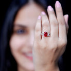 Certified 4 Carat Lab Grown Ruby Oval Engagement Ring With Diamond AAAA - Rosec Jewels