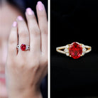 Certified 4 Carat Lab Grown Ruby Oval Engagement Ring With Diamond AAAA - Rosec Jewels