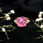 Lab Grown Pink Sapphire Solitaire Engagement Ring with Diamond Trio AAAA - Rosec Jewels