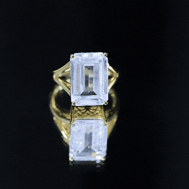 Certified 10X14 MM Emerald Cut Moissanite Engagement Ring for Women D-VS1 - Rosec Jewels