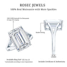 Certified 10X14 MM Emerald Cut Moissanite Engagement Ring for Women D-VS1 - Rosec Jewels