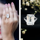 Certified 10X14 MM Emerald Cut Moissanite Engagement Ring for Women D-VS1 - Rosec Jewels