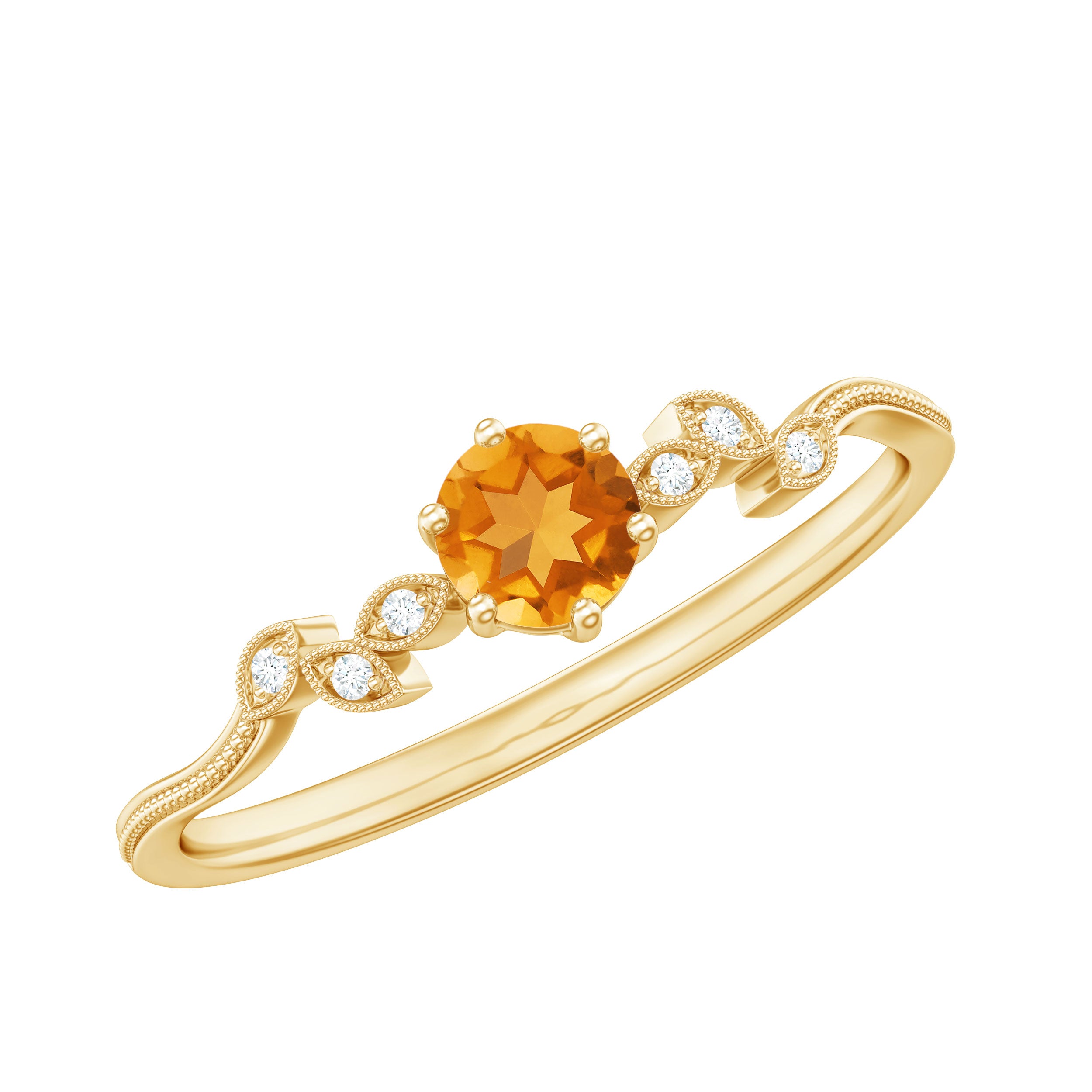 Nature Inspired Citrine and Diamond Proposal Ring for Her
