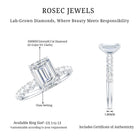 6X8 MM Emerald Cut Lab Grown Diamond Engagement Ring with Accent Lab - ( EF-VS ) - Rosec Jewels