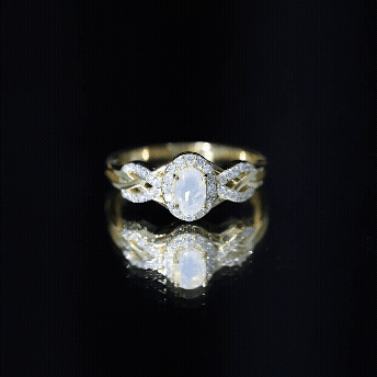 Rosec Jewels-Oval Ethiopian Opal Designer Engagement Ring with Diamond Halo