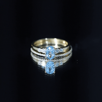 Rosec Jewels-Oval Swiss Blue Topaz Diamond Wedding Ring Set in Silver