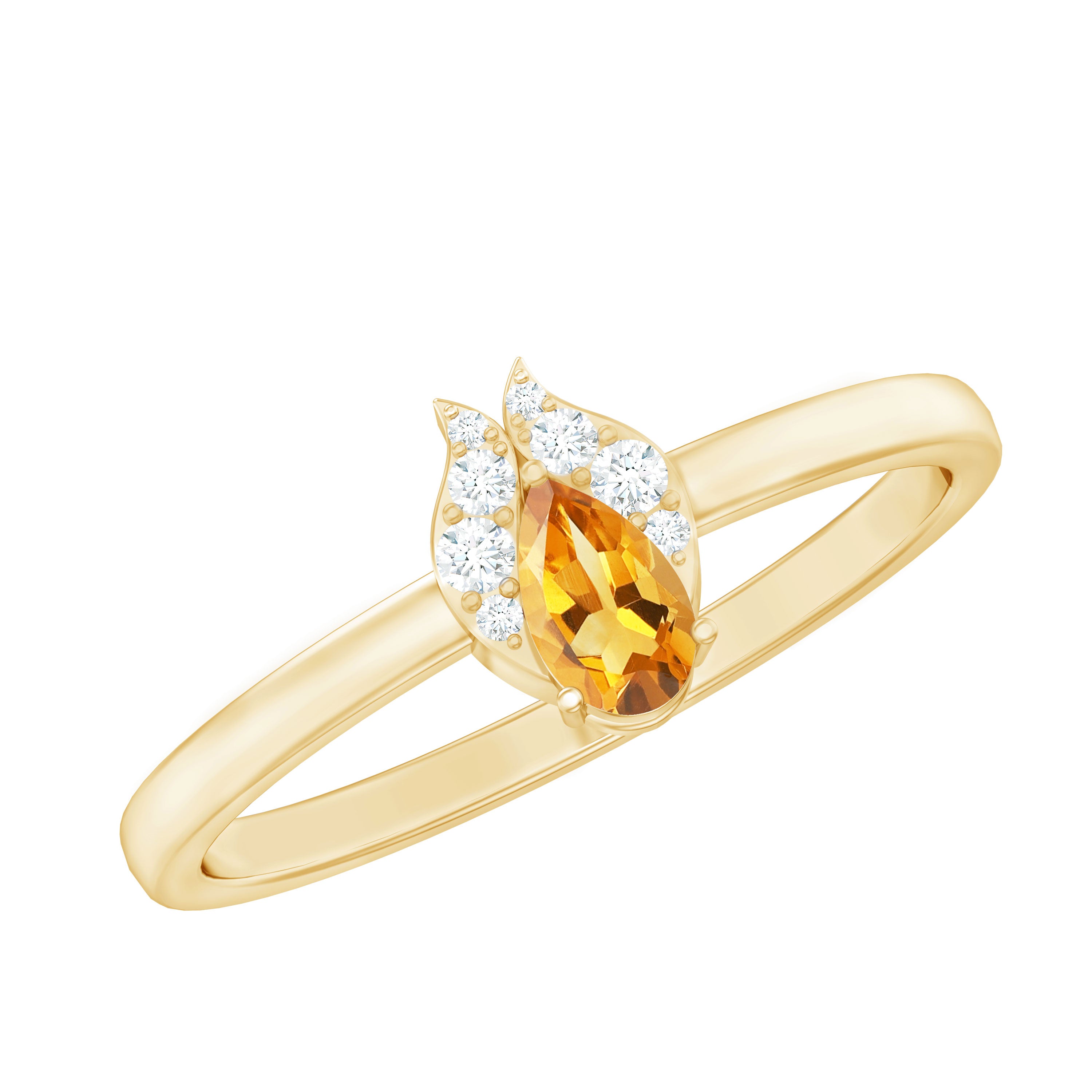 Minimalist Citrine and Diamond Promise Ring for Her in Silver