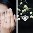 Princess Cut Lab Grown Diamond Bridal Ring Set Lab - ( EF-VS ) - Rosec Jewels