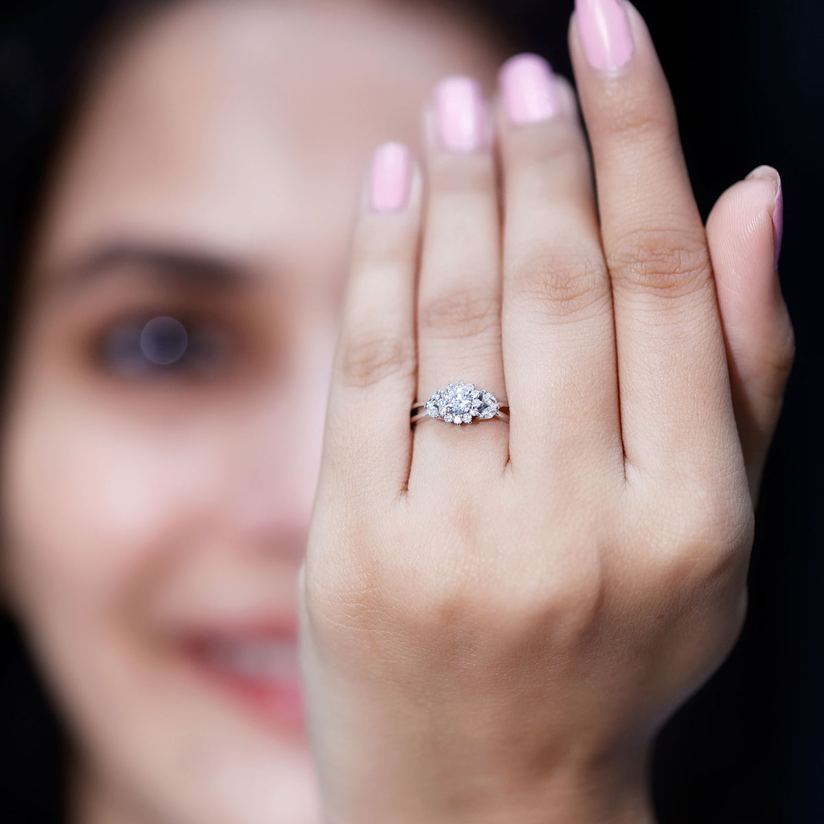Halo Style Lab Grown Diamond Nature Engagement Ring Lab - ( EF-VS ) - Rosec Jewels