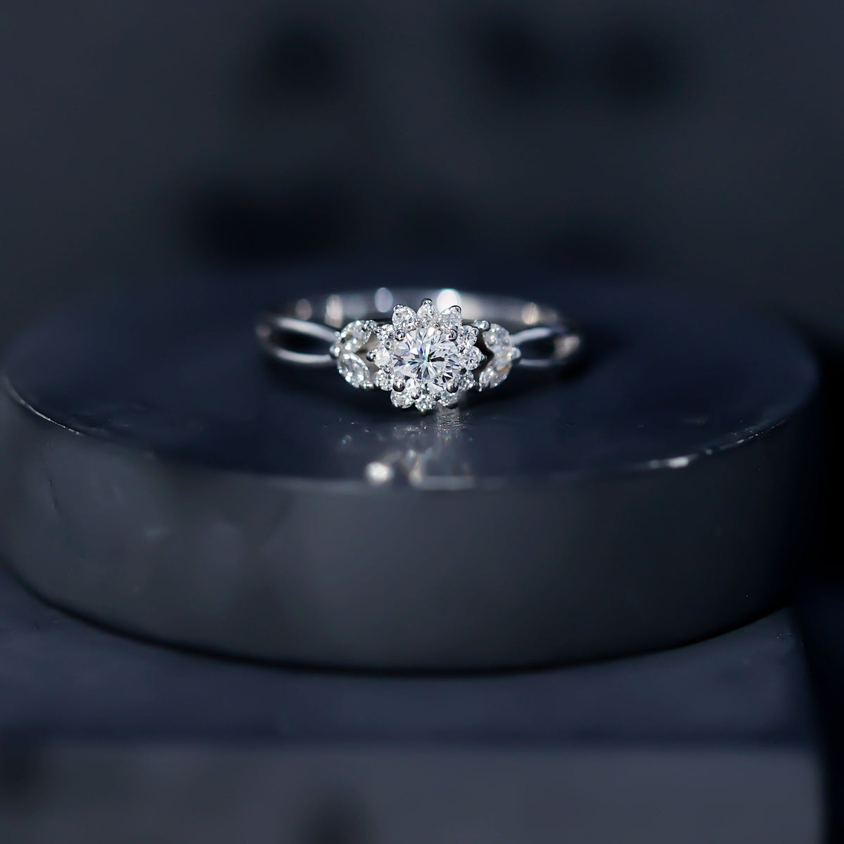 Halo Style Lab Grown Diamond Nature Engagement Ring Lab - ( EF-VS ) - Rosec Jewels
