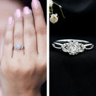 Halo Style Lab Grown Diamond Nature Engagement Ring Lab - ( EF-VS ) - Rosec Jewels