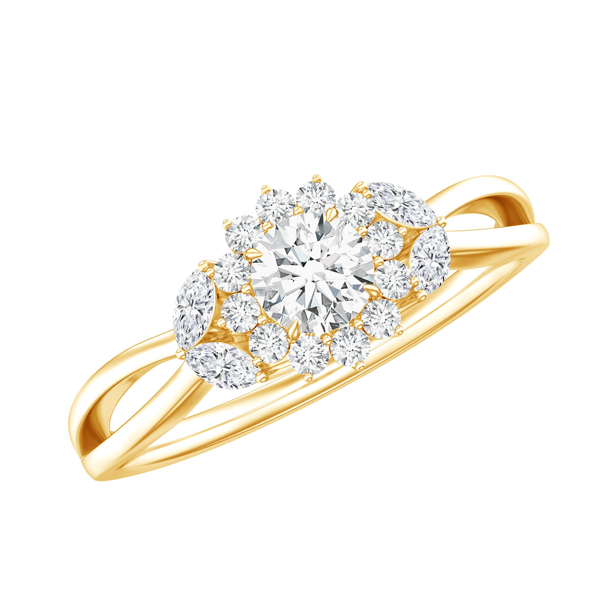 Halo Style Lab Grown Diamond Nature Engagement Ring Lab - ( EF-VS ) - Rosec Jewels