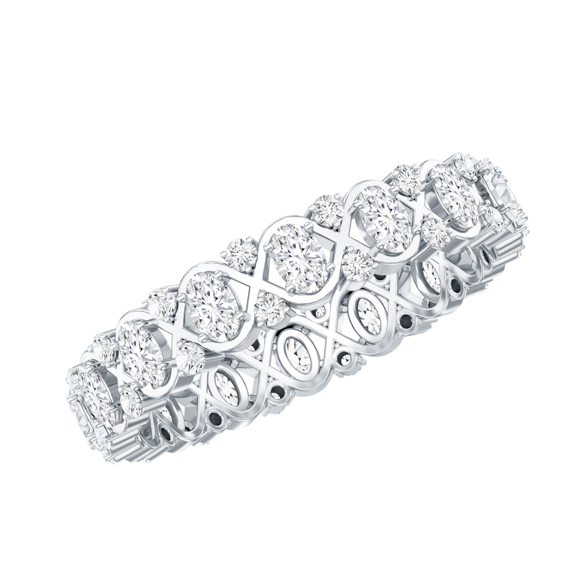 Full Eternity Lab Grown Diamond Wedding Ring For Her Lab - ( EF-VS ) - Rosec Jewels