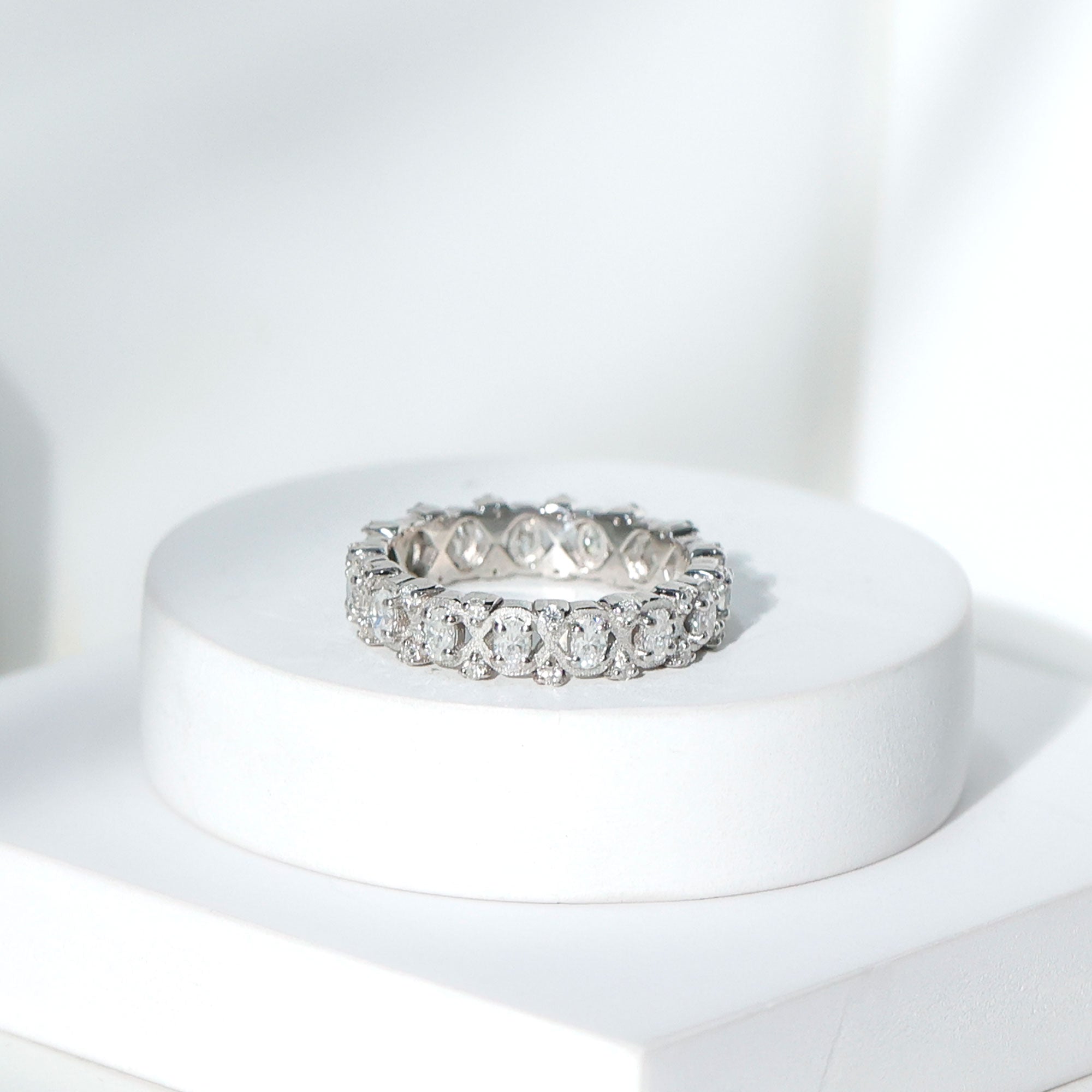 Full Eternity Lab Grown Diamond Wedding Ring For Her Lab - ( EF-VS ) - Rosec Jewels