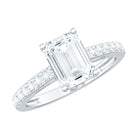 Rosec Jewels-Diamond Emerald Cut Engagement Ring With Hidden Halo