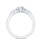 Lab Grown Diamond Teardrop Engagement Ring With Round Shape Trio Lab - ( EF-VS ) - Rosec Jewels