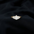 Rosec Jewels-Lab Grown Diamond Teardrop Engagement Ring With Round Shape Trio