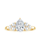 Lab Grown Diamond Teardrop Engagement Ring With Round Shape Trio Lab - ( EF-VS ) - Rosec Jewels