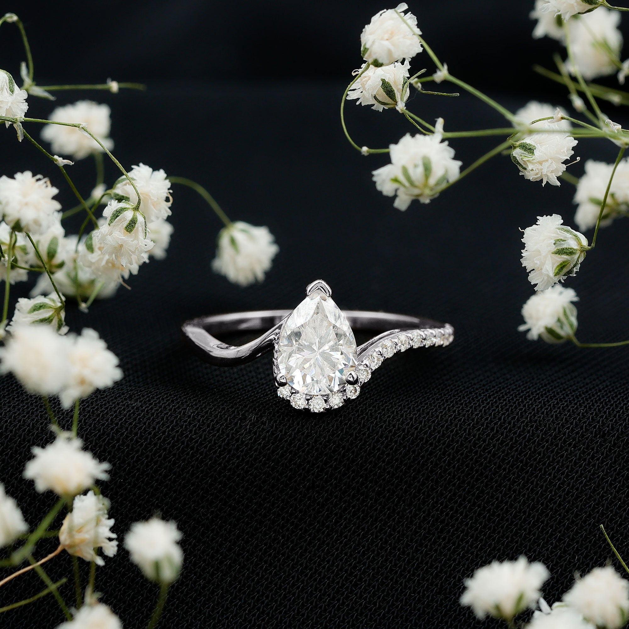 Rosec Jewels-Diamond Teardrop Designer Engagement Ring