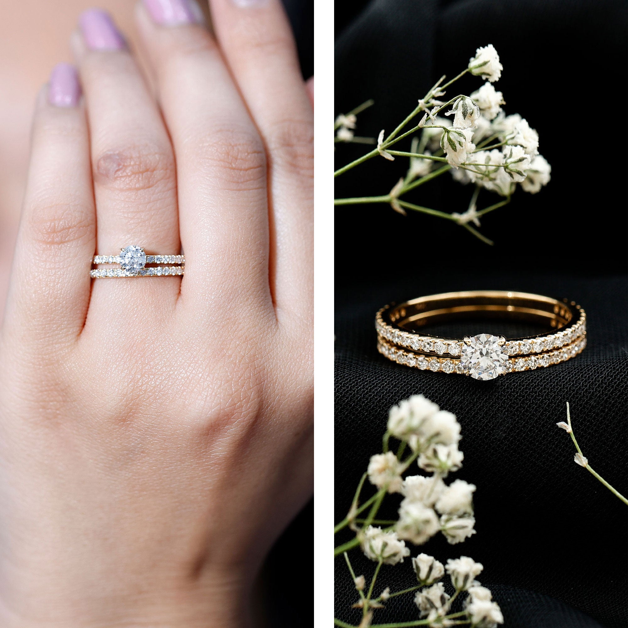 Rosec Jewels-Certified Lab Created Diamond Wedding Ring Set For Bride