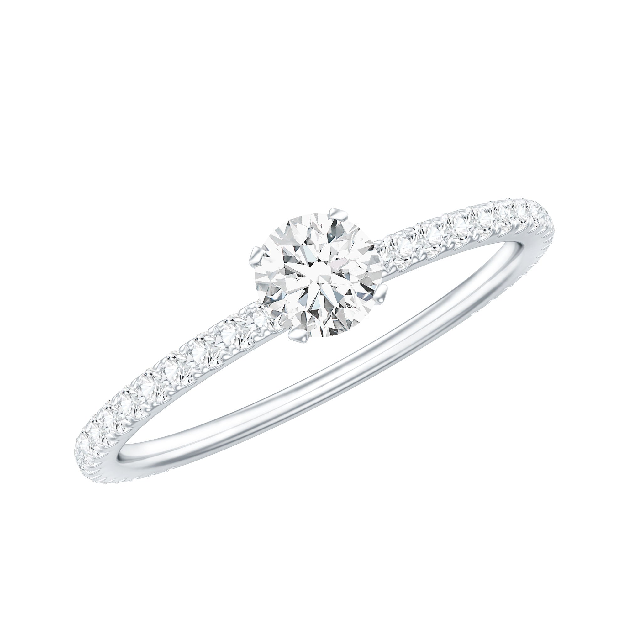 Round Brilliant Cut Lab Grown Diamond Promise Ring with Side Stones