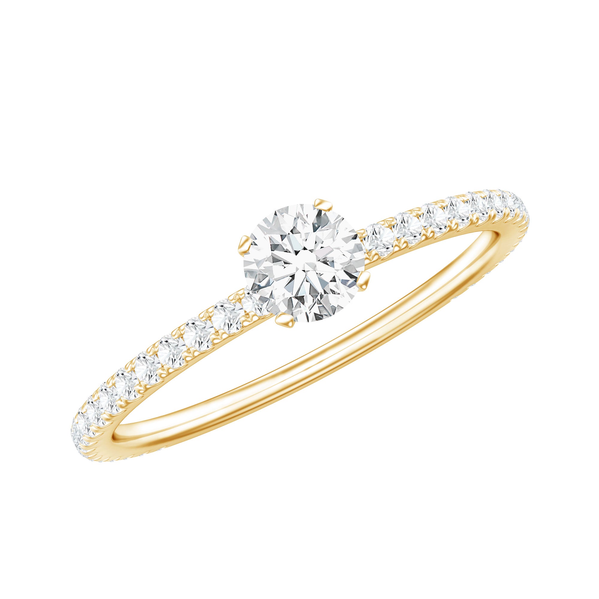 Round Brilliant Cut Lab Grown Diamond Promise Ring with Side Stones Lab - ( EF-VS ) - Rosec Jewels