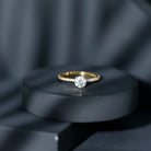 Round Brilliant Cut Lab Grown Diamond Promise Ring with Side Stones Lab - ( EF-VS ) - Rosec Jewels