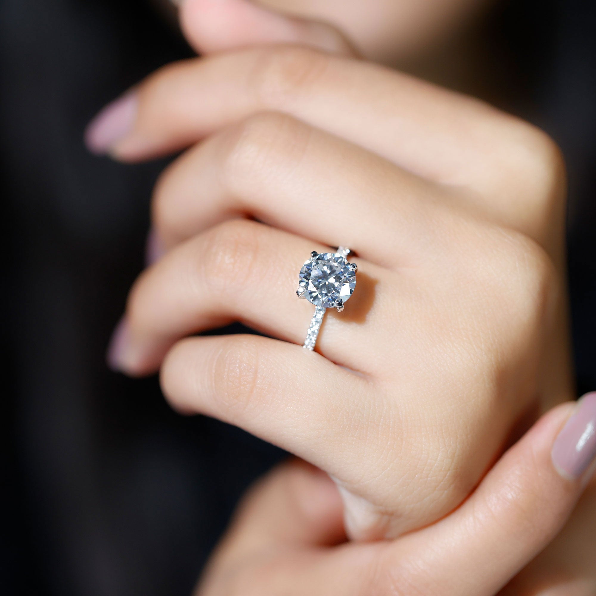 Rosec Jewels-Certified 9 MM Lab Grown Solitaire Diamond Engagement Ring