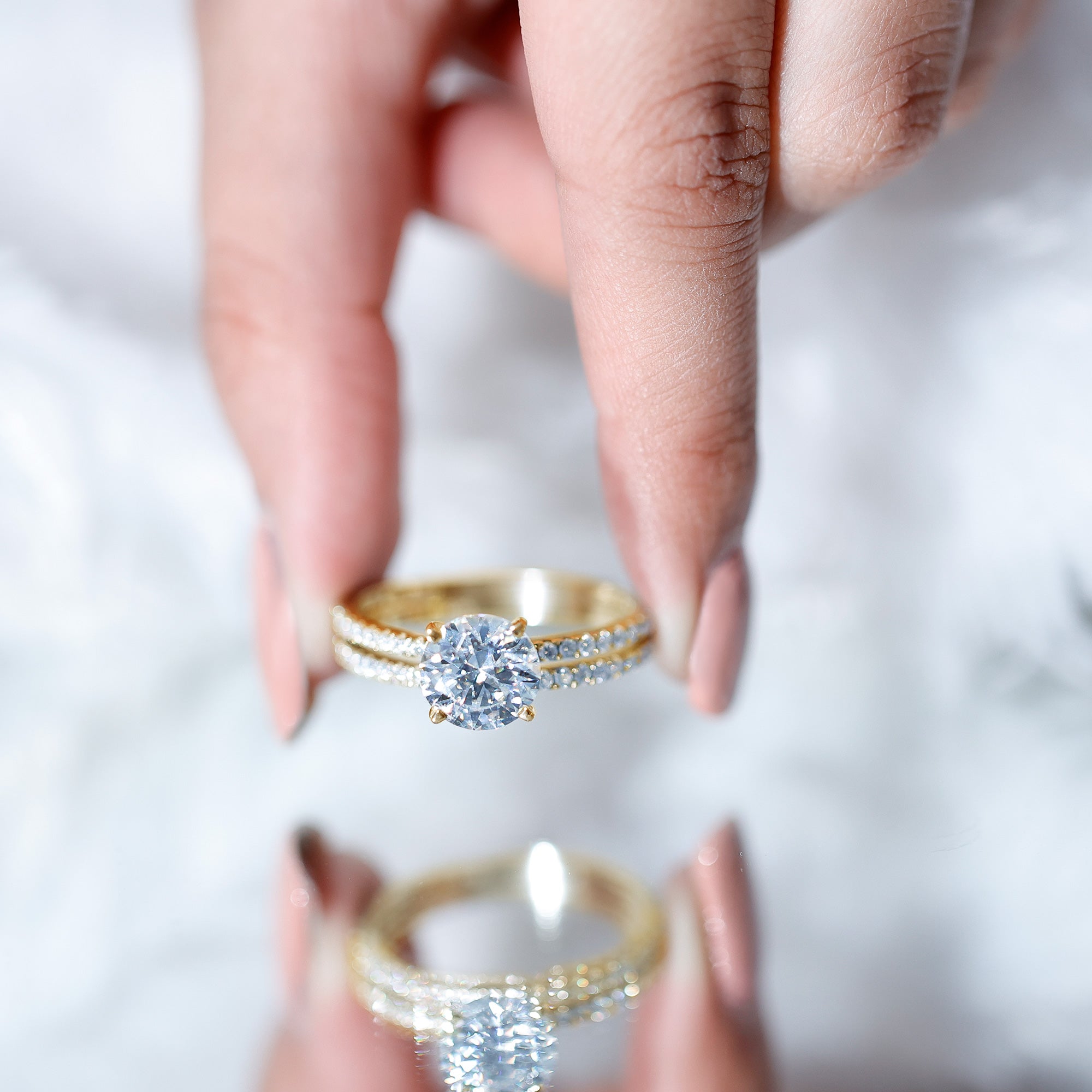 Lab Grown Diamond Wedding Ring Set with Certificate Lab - ( EF-VS ) - Rosec Jewels