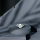 Oval Lab Grown Diamond Hidden Halo Engagement Ring Lab - ( EF-VS ) - Rosec Jewels