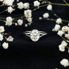 Rosec Jewels-Bezel Set Oval Lab Created Diamond Solitaire Ring For Women
