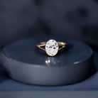 2 Carat Bezel Set Oval Lab Created Diamond Solitaire Ring with IGI Certificate Lab - ( E-VS1 ) - Rosec Jewels