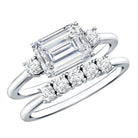 Lab Diamond Emerald Cut Engagement Ring With Band Lab - ( EF-VS ) - Rosec Jewels