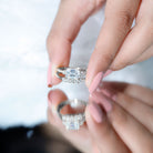 Lab Diamond Emerald Cut Engagement Ring With Band Lab - ( EF-VS ) - Rosec Jewels