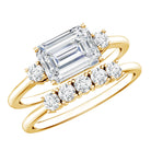 Lab Diamond Emerald Cut Engagement Ring With Band Lab - ( EF-VS ) - Rosec Jewels