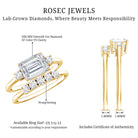 Lab Diamond Emerald Cut Engagement Ring With Band Lab - ( EF-VS ) - Rosec Jewels
