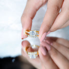 Lab Diamond Emerald Cut Engagement Ring With Band Lab - ( EF-VS ) - Rosec Jewels