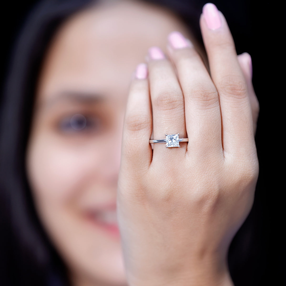 1.2 Carat Certified Lab Grown Diamond Square Cut Engagement Ring Lab - ( EF-VS ) - Rosec Jewels