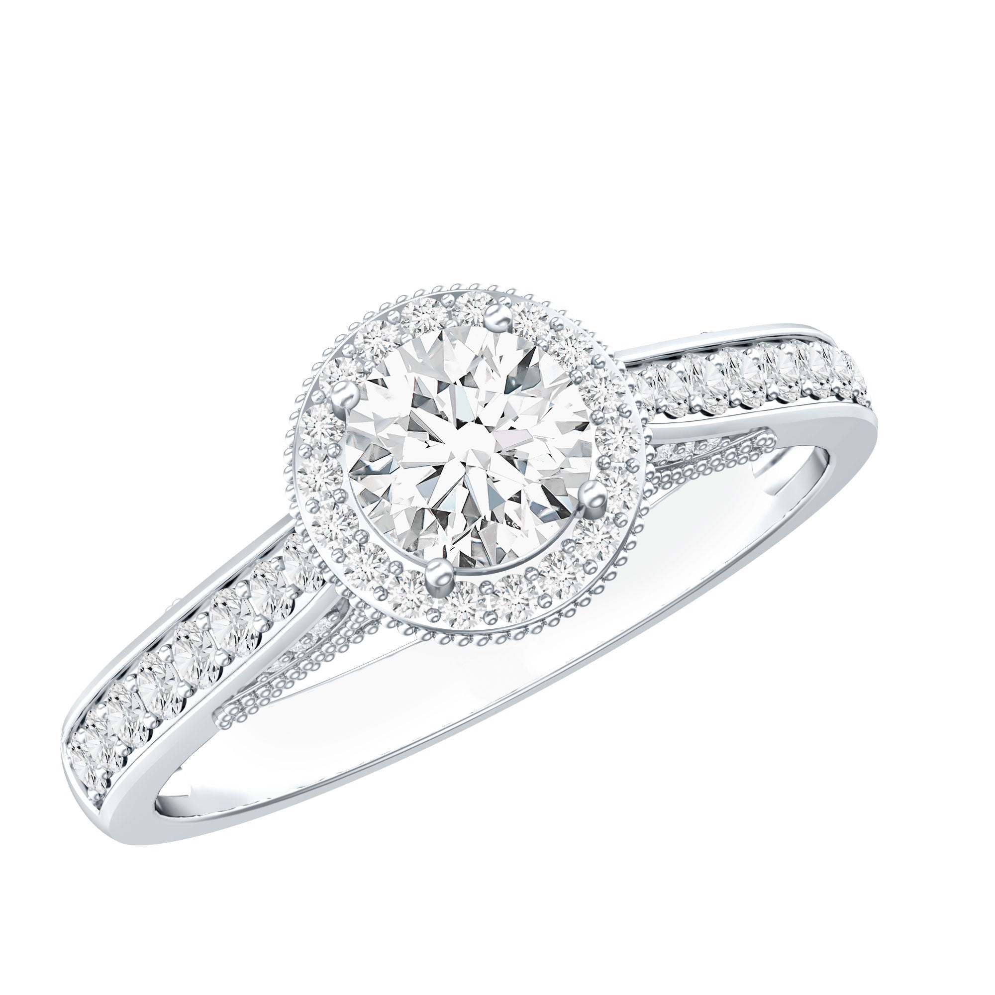 Diamond Vintage Looking Engagement Ring Lab - ( EF-VS ) - Rosec Jewels