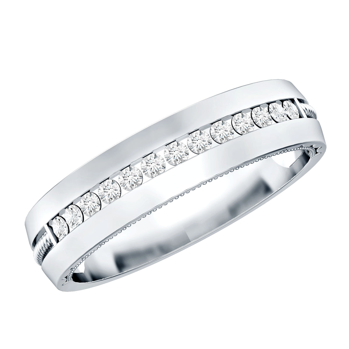 Lab Grown Diamond Twisted Rope Band with Accents Lab - ( EF-VS ) - Rosec Jewels